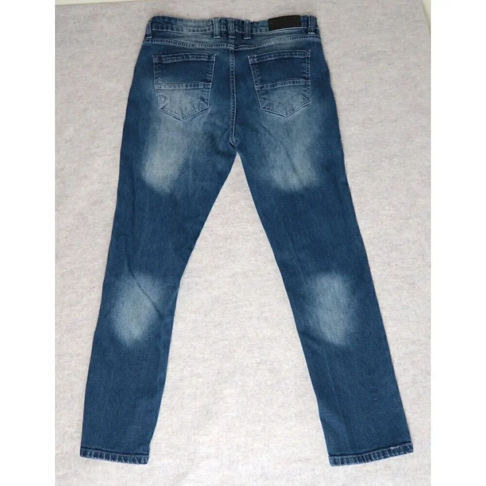 Stylo Skinny Jeans Distressed Dark Washed Blue Denim Stretch Men's Actual 32x29